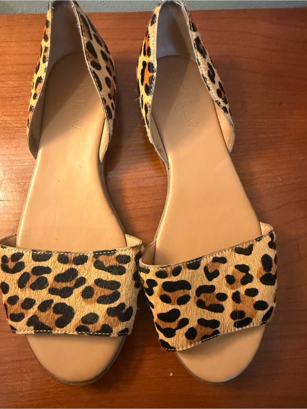 J. Crew Leopard Print D'Orsay Sandals in Tan and Black